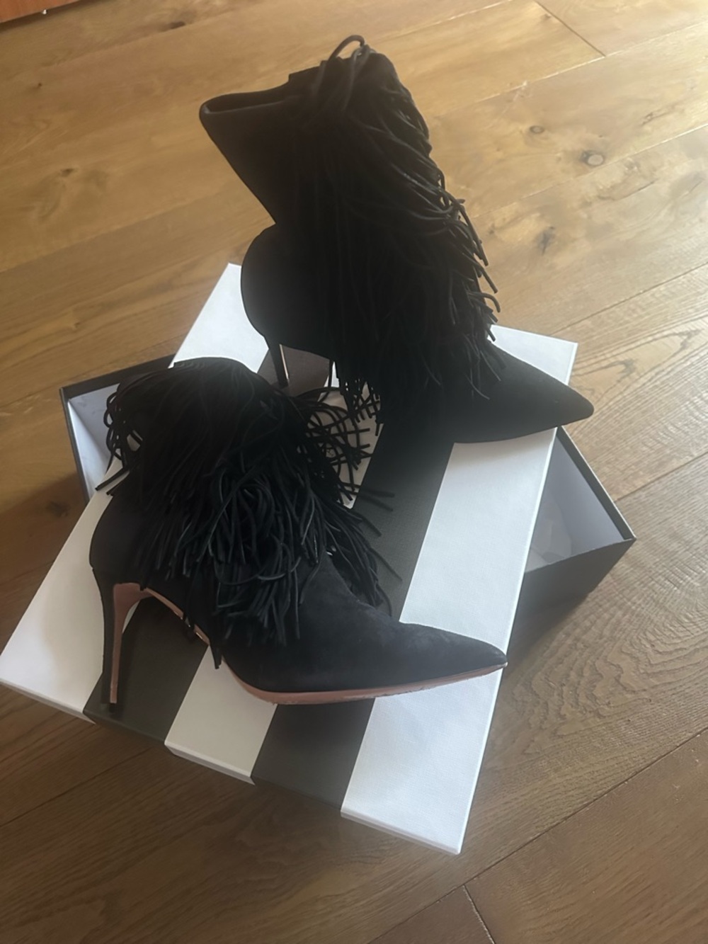 Aquazzura Black Stretch Suede Bootie